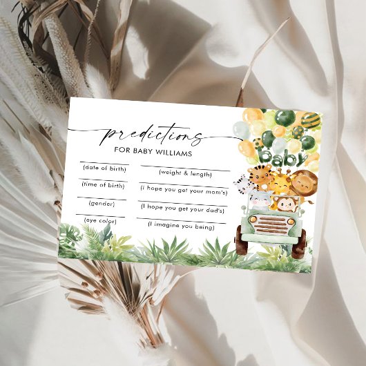 Safari Dieren Baby Shower Voorspellingen Kaart