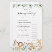 Safari Dieren Baby shower Wat draagt mama (Voorkant / Achterkant)