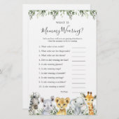 Safari Dieren Baby shower Wat draagt mama (Voorkant / Achterkant)