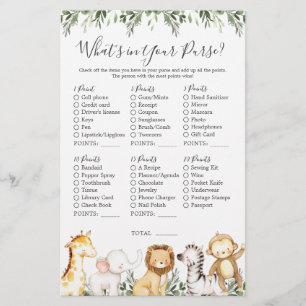 Safari Dieren Baby shower Wat zit er in je tas