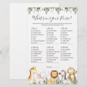 Safari Dieren Baby shower Wat zit er in je tas (Voorkant / Achterkant)