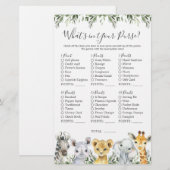 Safari Dieren Baby shower Wat zit er in je tas (Voorkant / Achterkant)