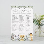 Safari Dieren Baby shower Wat zit er in je tas (Staand voorkant)