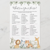 Safari Dieren Baby shower Wat zit er in je tas (Voorkant)