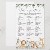 Safari Dieren Baby shower Wat zit er in je tas (Voorkant / Achterkant)