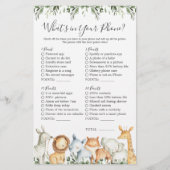 Safari Dieren Baby shower Wat zit er in je telefoo (Voorkant)