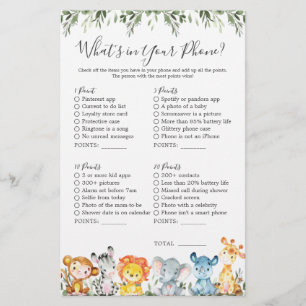 Safari Dieren Baby shower Wat zit er in je telefoo