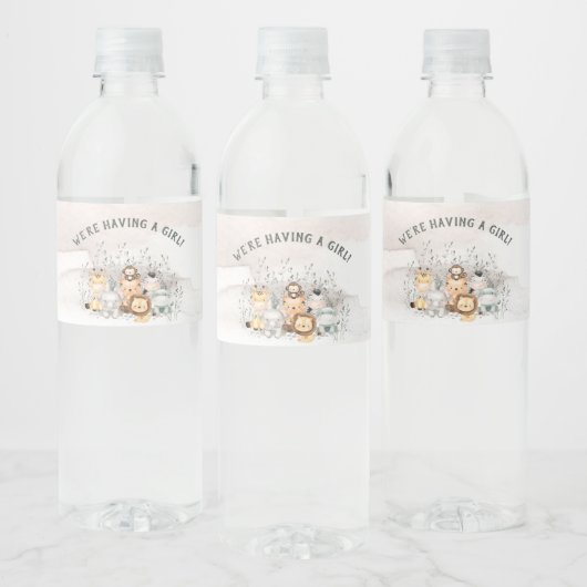 Safari Dieren Baby shower Water Fles Label Waterfles Etiket (Flessen)
