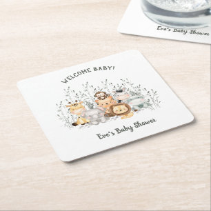 Safari Dieren Baby shower Welkom Baby Kartonnen Onderzetters