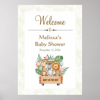 Safari Dieren Baby Shower Welkom Bord Poster