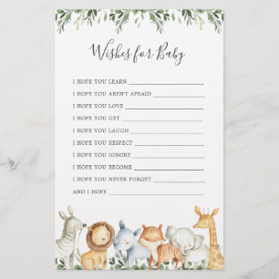 Safari Dieren Baby shower Wensen voor Baby
