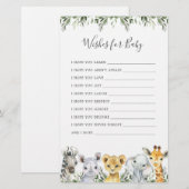 Safari Dieren Baby shower Wensen voor Baby (Voorkant / Achterkant)