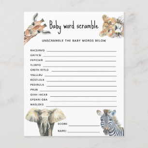 Safari dieren - Baby Word Scramble