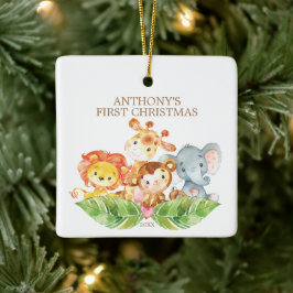 Safari Dieren Baby's Eerste Kerst Ornament