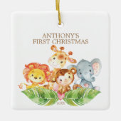 Safari Dieren Baby's Eerste Kerst Ornament (Voorkant)