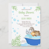 Safari Dieren Bad Tijd Baby Shower Uitnodiging (Voorkant)