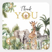 Safari Dieren Bedankt Favor Sticker (Voorkant)