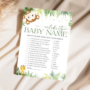 Safari Dieren Bekende Baby Naam Spelkaart