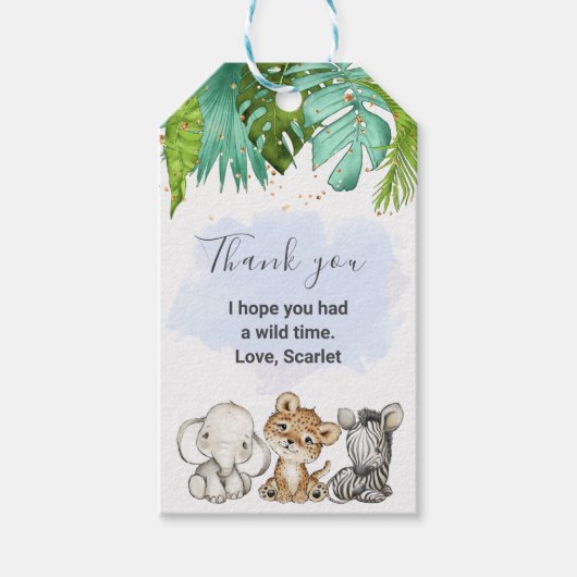 Safari Dieren Birthday I Baby shower Gift Label Cadeaulabel (Voorkant)