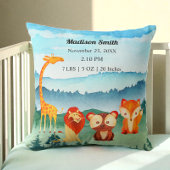 Safari Dieren Blauw Groen Geboortestatus Kussen