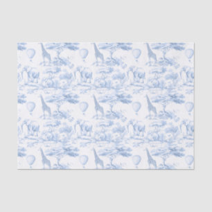 Safari Dieren Blauwe Toile de Jouy Stof Tissuepapier