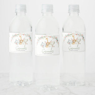 Safari Dieren Bloemetjes Baby Shower Waterfles Etiket