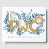 Safari Dieren Blue Boy 2e verjaardag Gastenboek (Voorkant)