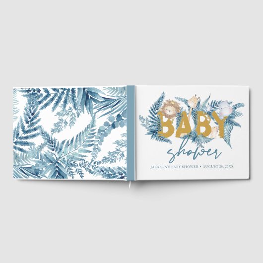 Safari Dieren Blue Boy Baby shower Gastenboek (Volledig)