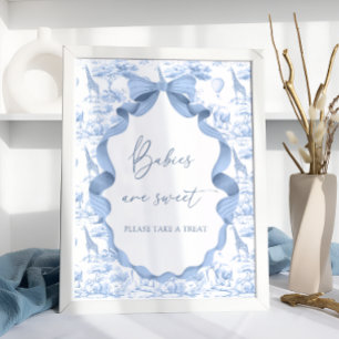 Safari Dieren Blue Toile de Jouy Baby's zijn zoet Poster