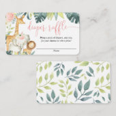 Safari dieren blush roze meisje luier loterij kaar informatiekaartje (Voorkant / Achterkant)