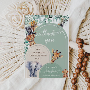 Safari Dieren Boheemse Botanische Baby Shower  Bedankkaart