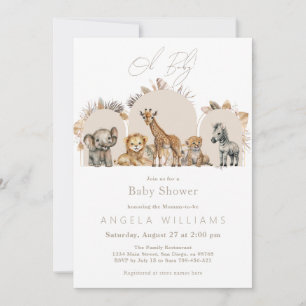 Safari Dieren Boho Baby shower met Boek Aanvraag Kaart