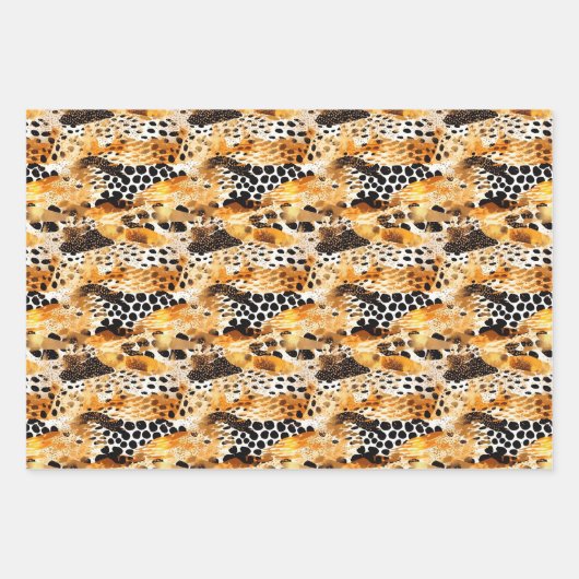 Safari Dieren' Bont Prints Exotisch Modern Inpakpapier Vel (Voorkant)