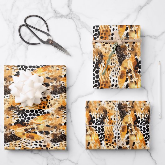 Safari Dieren' Bont Prints Exotisch Modern Inpakpapier Vel (Voorkant)