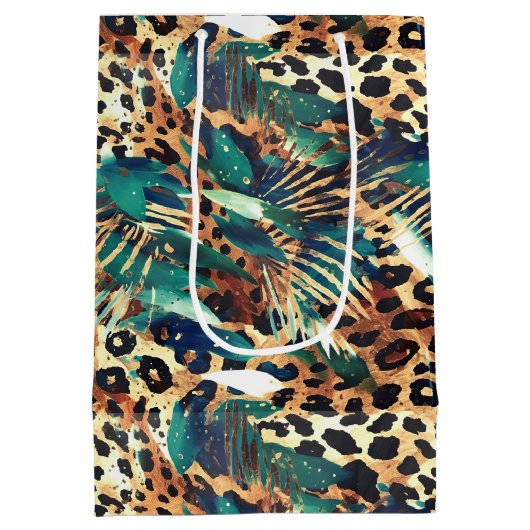 Safari Dieren' Bont Prints Exotisch Modern Medium Cadeauzakje (Achterkant)