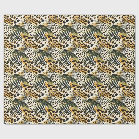 Safari Dieren Bont Prints Exotische Boho Cadeaupapier (Vlak)