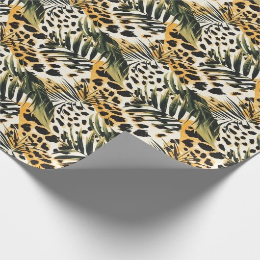 Safari Dieren Bont Prints Exotische Boho Cadeaupapier (Hoek)