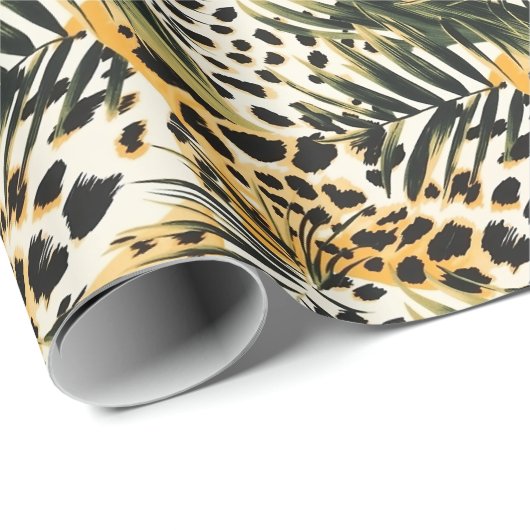 Safari Dieren Bont Prints Exotische Boho Cadeaupapier (Rol Hoek)