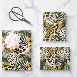 Safari Dieren Bont Prints Exotische Boho Inpakpapier Vel