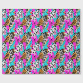 Safari Dieren Bont Prints Neon Kleurrijk Cadeaupapier (Vlak)