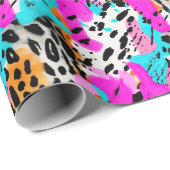 Safari Dieren Bont Prints Neon Kleurrijk Cadeaupapier (Rol Hoek)