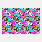 Safari Dieren Bont Prints Neon Kleurrijk Inpakpapier Vel (Voorkant 3)