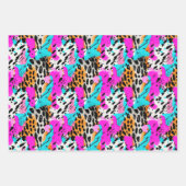 Safari Dieren Bont Prints Neon Kleurrijk Inpakpapier Vel (Voorkant 2)