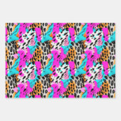Safari Dieren Bont Prints Neon Kleurrijk Inpakpapier Vel (Voorkant)