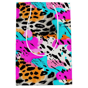 Safari Dieren Bont Prints Neon Kleurrijk Medium Cadeauzakje