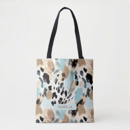 Safari Dieren' Bont Prints Patronen Blauw & Bruin Tote Bag