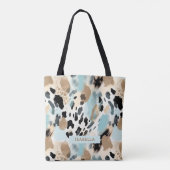 Safari Dieren' Bont Prints Patronen Blauw & Bruin Tote Bag (Achterkant)