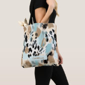 Safari Dieren' Bont Prints Patronen Blauw & Bruin Tote Bag (Dichtbij)