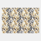 Safari Dieren Bont Prints Patronen Goud en Zwart Inpakpapier Vel (Voorkant 2)