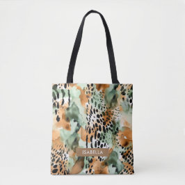 Safari Dieren' Bont Prints Patronen Groen & Bruin Tote Bag